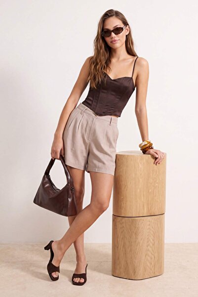 Trendyol Kollektion Nerzfarbene Modal-Trench-City-Boy-Shorts & Bermuda TWOSS2...