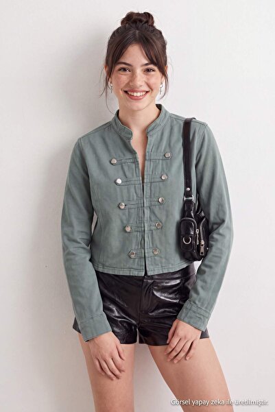 Trendyol Collection Mint Buttoned Fit-Cut Denim Jacket Twoaw27Ce00016