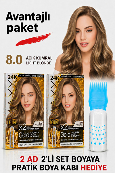 MAXX DELUXE Golden Beauty Set Saç Boyası 8.0 Açık Kumral 2 Adet