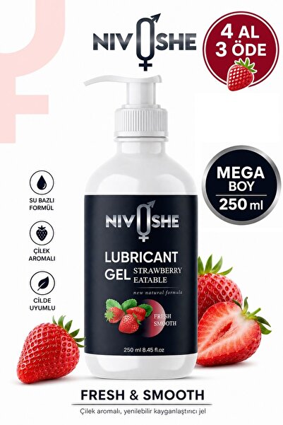 NIVOSHE Premium Kayganlaştırıcı Jel Büyük Boy Lubricant Gel (ÇİLEK) Masaj Jel...