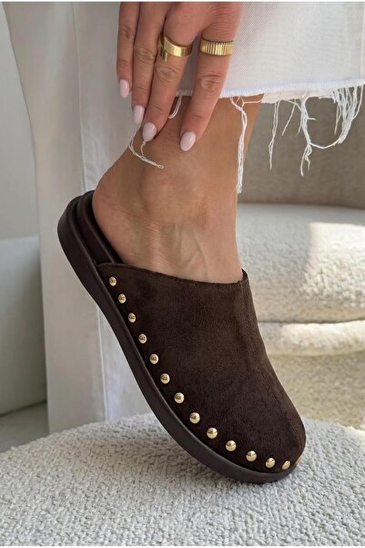 Bambi Γυναικείες Παντόφλες Καφέ Σουέντ K04824262672