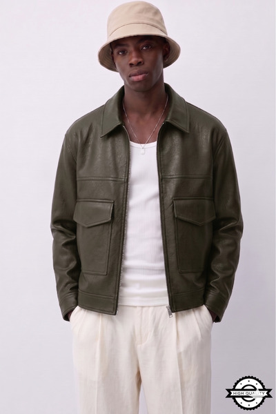 KOCCI Zra model seasonal spring relaxed fit viral men's leather jacket