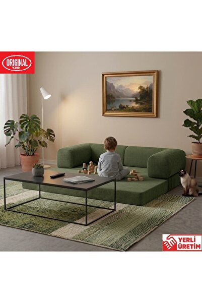 HEREV 180X90 SÜNGER KANEPE YIKANABİLİR KADİFE KUMAŞLI KOLTUK