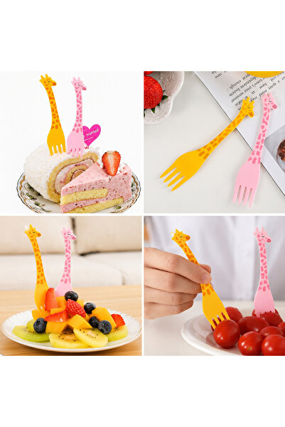 leylooks 4 Colors Giraffe Midi Forks for Kids (Pack of 4)