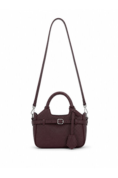 ZÇBUTİK Minimal Buckle Small Hand & Shoulder Bag Burgundy
