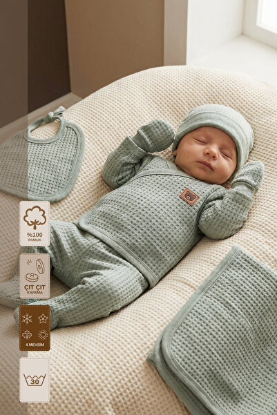 Minory Baby - مجموعة أدوات خروج المستشفى مكونة من 7 قطع، 100% من البوليستر قط...