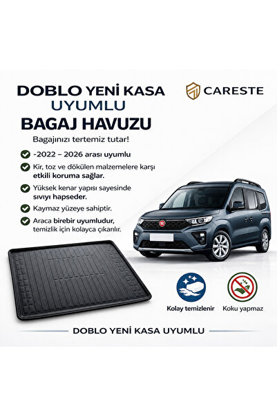 CarEste Fiat Doblo Bagaj Havuzu 2022-2026 Yeni Kasa Uyumlu 3D Kaymaz Kolay Te...