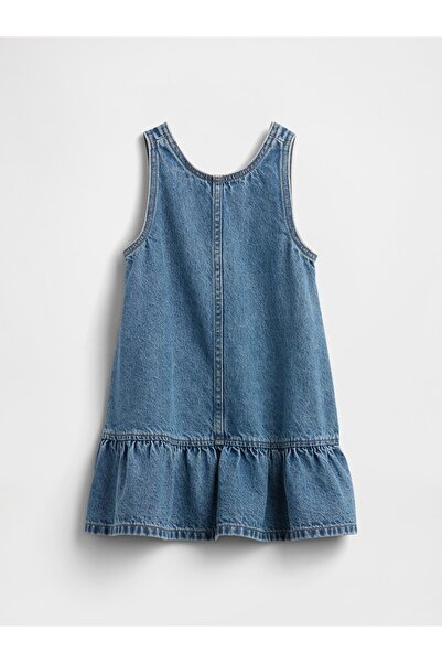GAP Kız Bebek Mavi Fırfırlı Denim Tulum