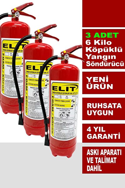 ELİT YANGIN VE GÜVENLİK SİSTEMLERİ 6 Kg Köpüklü Yangın Söndürme Tüpü Askı Apa...