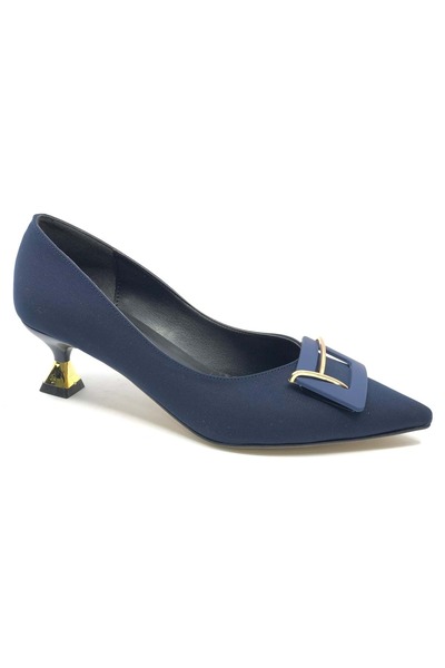 Kids Club Shoes Feles Satin Square Buckle Detailed Short Heeled Stiletto Wome...