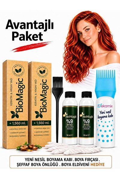 BIOMAGIC Organik Amonyaksız Saç Boyası (sarı-9.00)+oksidan (2 Adet)+Fırça