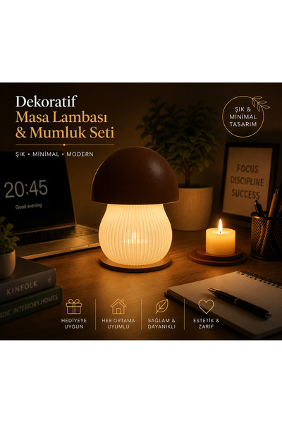 PLUS LIGHT Mantar Renkli Işıklı Masaüstü Biblo