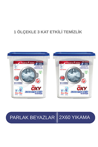 MR.OXY Mr. Oxy Konsantre Matik Toz Çamaşır Deterjanı 3 kg- Parlak Beyazlar İkili