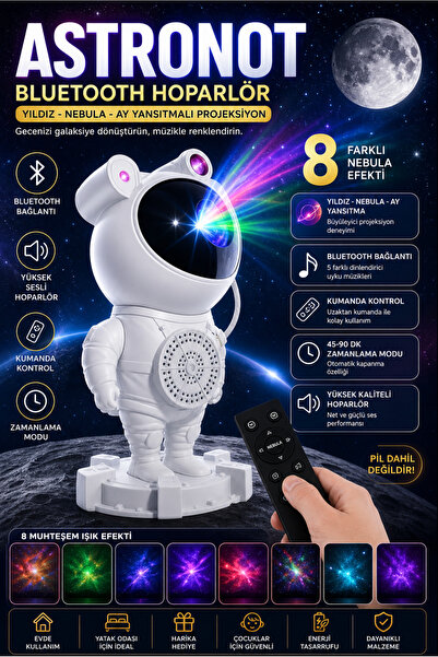 nextbuy Astronot Projektör Gece Lambası Yıldızlı Nebula Galaxy LED Işıkları K...