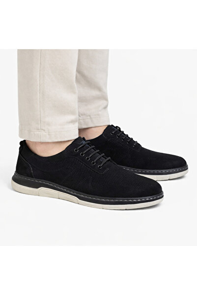 Budaks Men's Black Genuine Leather Elastic Casual Shoes Light Sole Orthopedic...