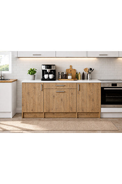 Tdesigno Kali Alt Modül-Çok Amaçlı Dolap -140 cm -3 Kapaklı-1 Çekmeceli-Lamin...