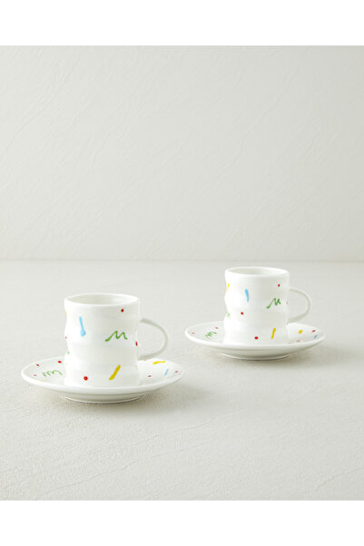 English Home Confella New Bone China 4 Parça 2 Kişilik Kahve Fincan Takımı 100 ml Renkli