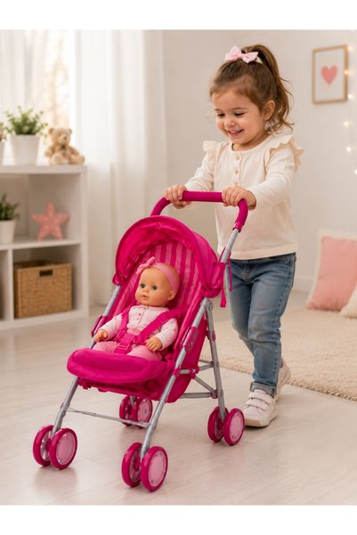 OEM Carucior papusi, pliabil, ideal pentru joaca de rol. Roz