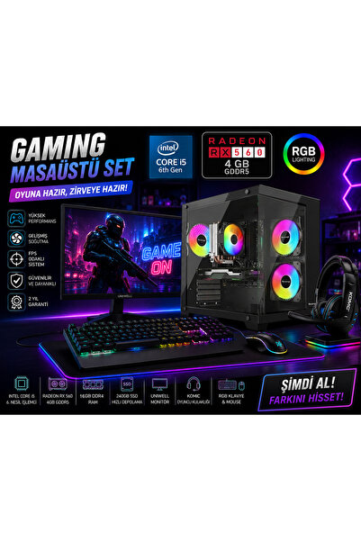 arestech intel İ5 6400 16 GB DDR4 Ram RX 560 4 GB 240 SSD+500 GB HDD RGB Klva...