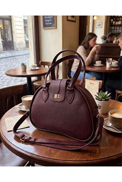Elory Grace : Women's Zippered Burgundy Leather Hand and Shoulder Bag - Luna ...