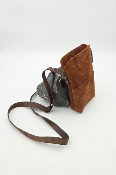 bouscrab Suede Phone Bag Leather Phone Bag Small Bag Leather Bag Strap Bag