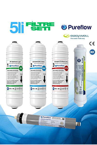 PureFlow Su Arıtma Filtre Seti - 5 li Filtre Seti- Bütün Kapalı kasa Cihazlar...