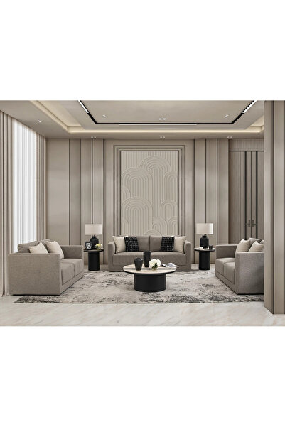 Midas Furniture طقم أريكة بوكلي 3 قطع بني فاتح