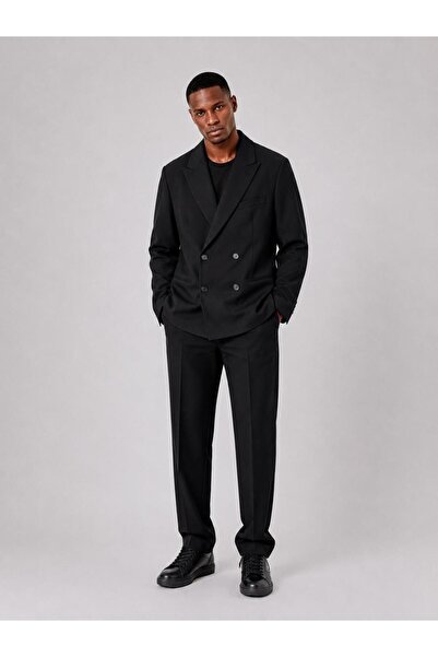 JOGGERMEN Erkek Siyah Oversize Blazer Ceket Pantolon Takım