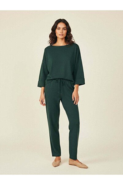 Women's Reference Fit Knitted Bottom Top Double Set Dark Green - Comfortable Fit | Breathable Fabric | 4 Seasons