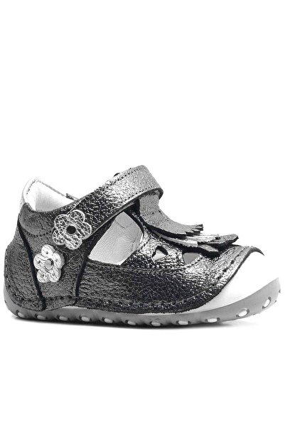 Nıno Genuine Leather Tasseled Silver Velcro Summer First Step Shoes