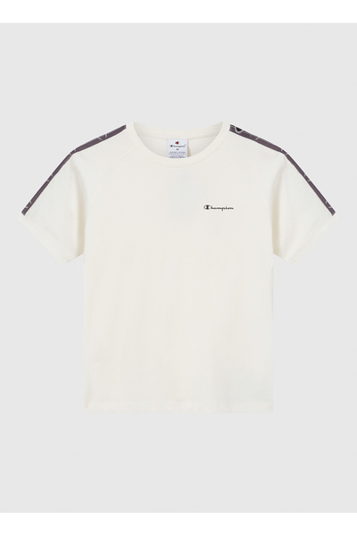 Champion 118789-YS084 Crewneck T-Shirt Krem Kadın T-Shirt