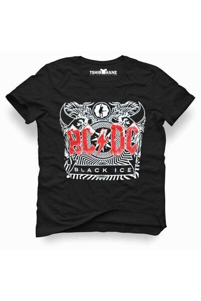 Tshirthane تي شيرت رجالي من Acdc AC/DC Black Ice Rock Metal Music مطبوع