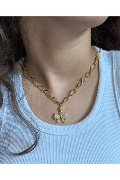 NN 925 Silver Bow Chain with 14k gold plating