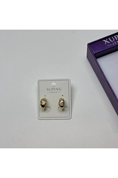 XUPING JEWELRY مجوهرات شوبينغ - أقراط دائرية صغيرة مزينة بالأحجار