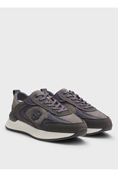 BOSS Koyu Gri Kadın Deri Sneaker B Icon_Runn_wlsd