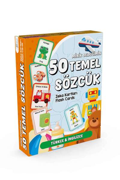 Bunbaza Bebeğimin 50 Temel Sözcük Çocuk Zeka Kartları Flash Kart 25 Kart- İlk...