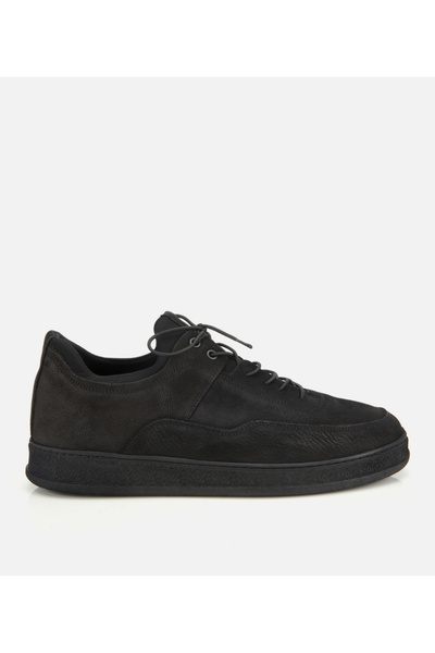 Hotiç Men's Nubuck Leather Black Comfortable Sole Sports Shoes