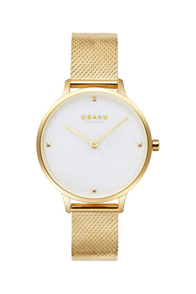 Obaku Denmark ساعة يد نسائية V295LXGWHG كوارتز شبكية من الفولاذ باللون الذهبي...