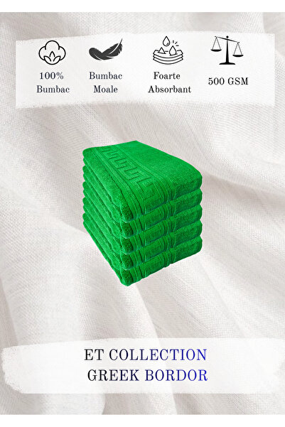 ET Collection Set x 5 Prosoape Greek Border 30x50 Verde, 500 GSM