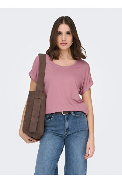 ONLY Pembe Kadın T-Shirt ONLMOSTER S/S O-NECK TOP NOOS JRS