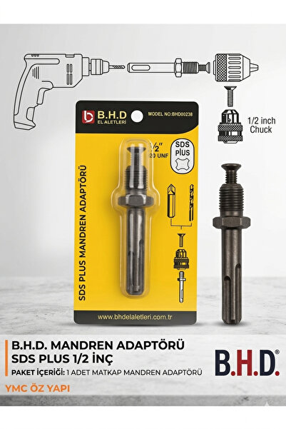 BHDD B.H.D. MANDREN ADAPTÖRÜ SDS PLUS 1/2 İNÇH 1 ADET MATKAP MANDREN ADAPTÖRÜ