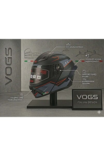 Palas Motor vogs ws-210 Güneş Gözlüklü Çene Açılır Kask / Ece Sertifikalı