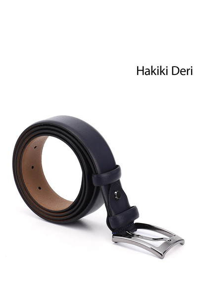 GÖNDERİ(R) Marineblauer antiker Gön-Herrengürtel aus echtem Leder 13400