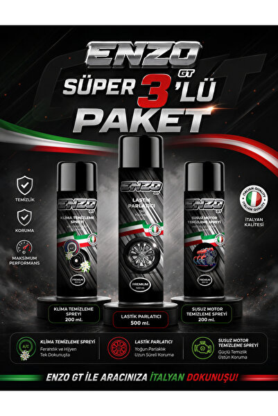 ENZO GT 3'LÜ Avantajlı Paket Susuz Motor Temizleme (200ml) Lastik Parlatıcı (...
