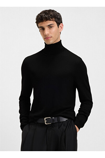 HUGO Siyah Erkek Dik Yaka Regular Fit Kazak 50474174_San Thomas-M