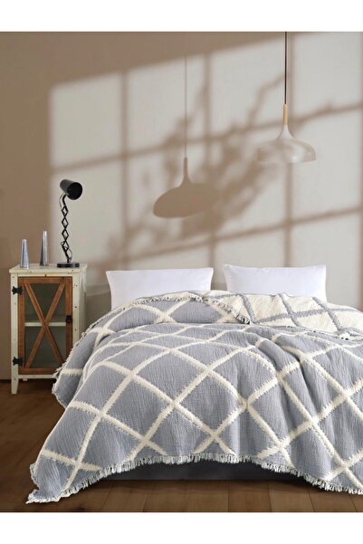 VİLERA HOME غطاء سرير كبير الحجم 240*260 من الموسلين البوهيمي المكون من 8 طبق...