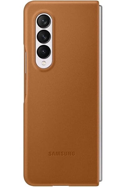 Samsung Galaxy Z Fold 3; Husă din piele; Camel