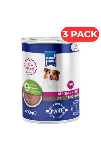 PawPaw Set 3 x Hrană umedă pentru câine adult, premium, low grain, cu pate de...