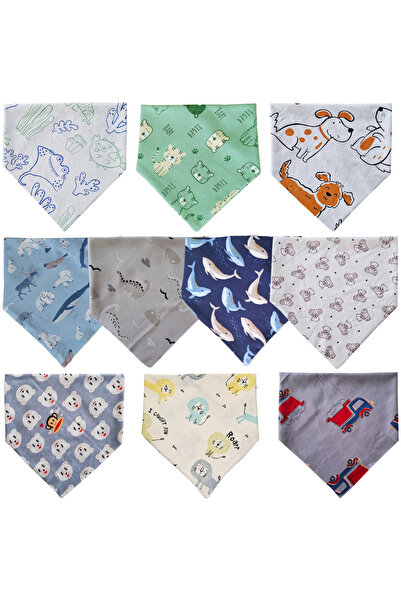 Triangle Scarf Combed Saliva and Food Bib 10 Pieces