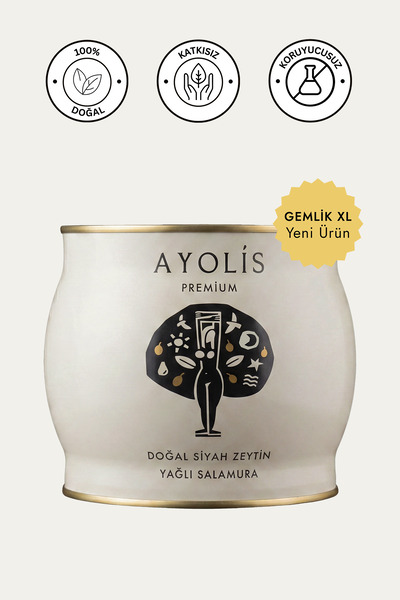 Ayolis Premium Gurme Yağlı Salamura Siyah Zeytin XL 1700 g (Zeytinyağlı)